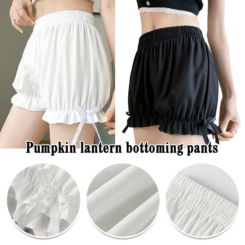 Girl Lolita Pumpkin Shorts Summer Thin Solid Color Sweet Cute Bow Bloomers Safety Leggings Women Lolita Clothing Pant