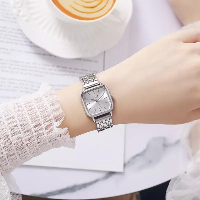 Reloj con cadena de acero para mujer, pulsera de cuarzo Noble, regalo de cumpleaños, negocios