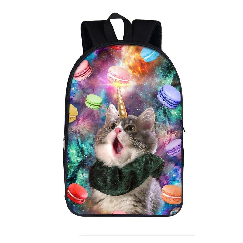 Tas sekolah kucing Unicorn Galaxy lucu, tas ransel Laptop kasual Untuk remaja wanita anak laki-laki, tas punggung hewan