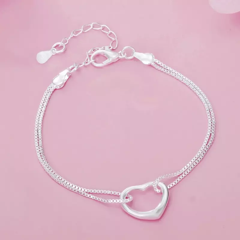 Oryginalne 925 posrebrzane romantyczne serce bransoletki dla kobiet projektant mody na przyjęcie weselne biżuteria zaręczynowa prezent urodzinowy