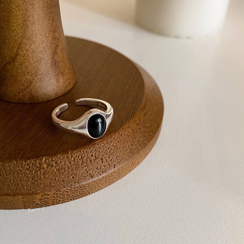 Кольца из стерлингового серебра 925 пробы, Модные Винтажные парные кольца в стиле хип-хоп с черным камнем, дизайнерские украшения из тайского серебра, украшения, подарки на день рождения
