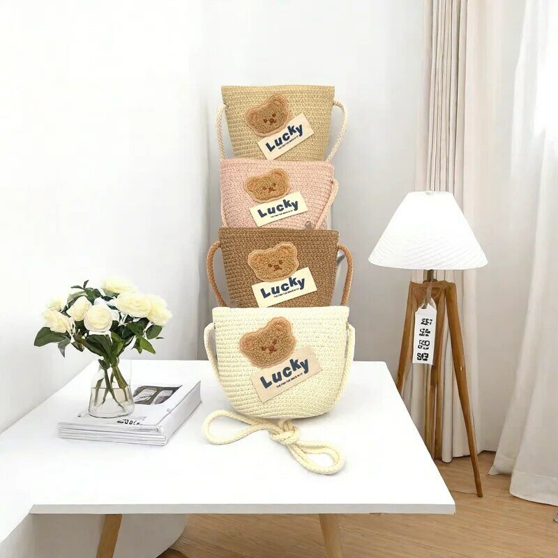 Lucky Baby Bear Woven Bag, A Mini Bag that Can Be Used to Carry Change into the Body, A Good Item for Children to Travel