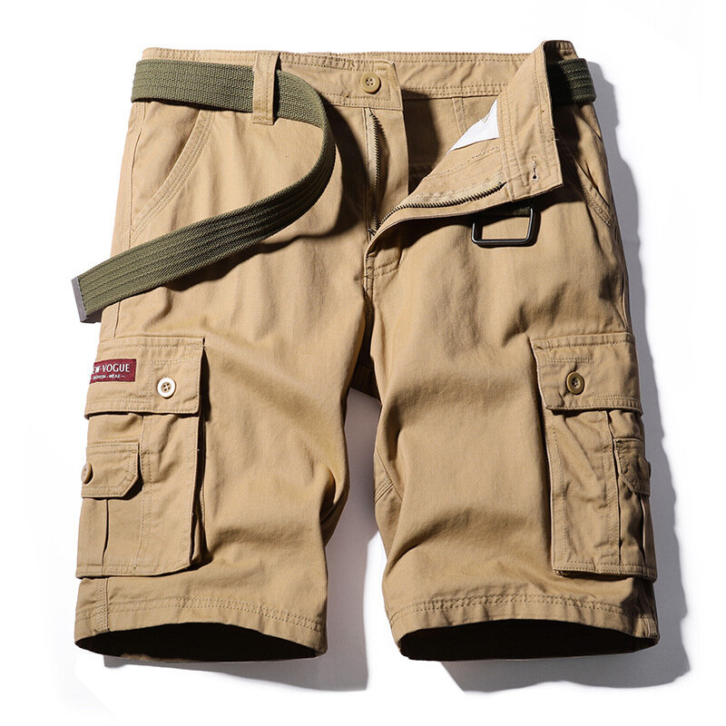 Shorts de carga respirável masculino, calças curtas para caminhada e acampamento, bolsos múltiplos, moda