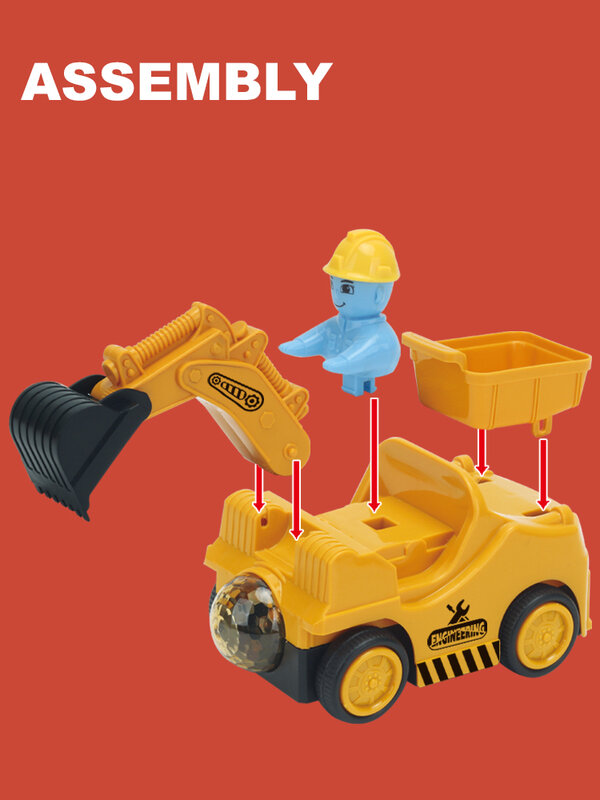 Excavadora de vehículos de construcción eléctrica LED para niños, juguete con sonido y luz, modelo de coche de ingeniería Universal, juguetes para niños, regalo de cumpleaños