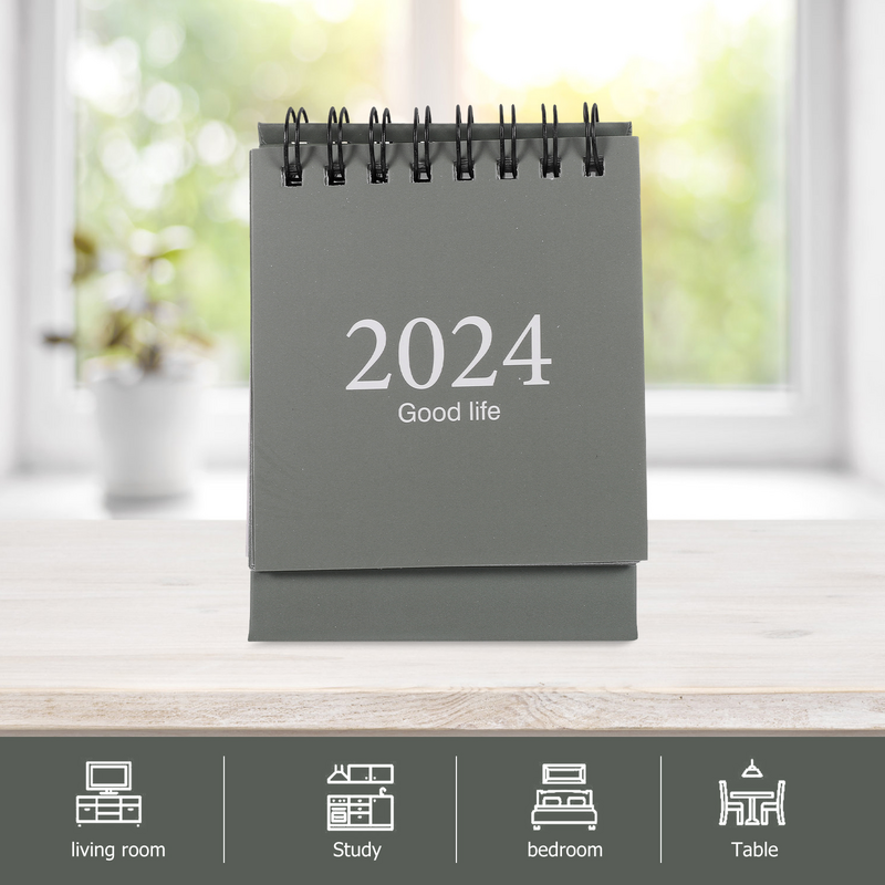 Miniature Desk Calendar, Portable Table Calendar, Estilo simples, Mini Desk, 2024