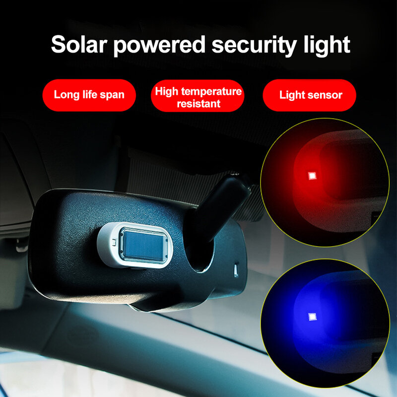 Alarma simulada alimentada por energía Solar para coche, luz de seguridad falsa inalámbrica, lámpara de precaución antirrobo, luz LED intermitente