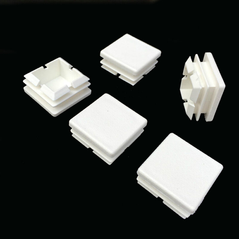 2/10/20 pcs. White Plastic Rectangular Caps Tubular Inserts Bung Steel Plug