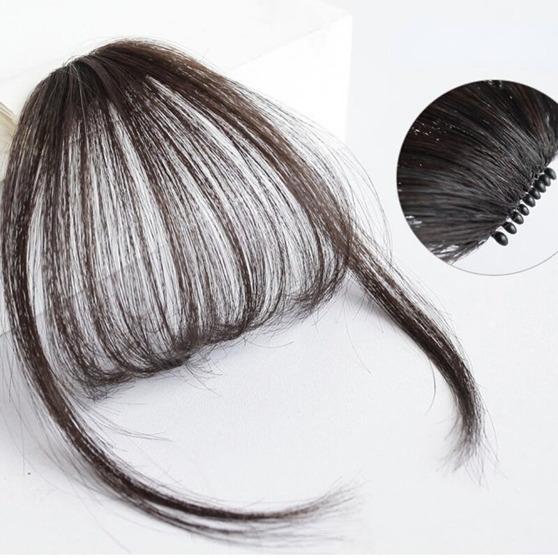 Flequillo de aire falso para mujer, herramientas de peinado, extensión de cabello con Clip, flequillo sintético, postizo Natural, Clips en flequillo