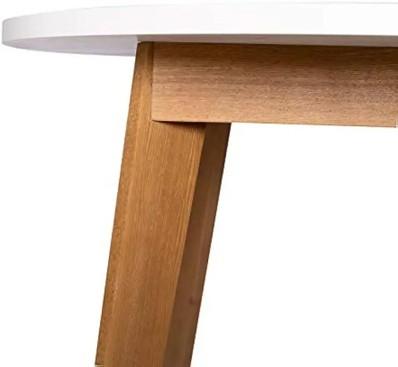 Обеденный стол с заклепками Ноя круглый современный пепепельный, белый, 35,4 дюйма Д x 35,5 дюйма Ш x 30 дюймов в