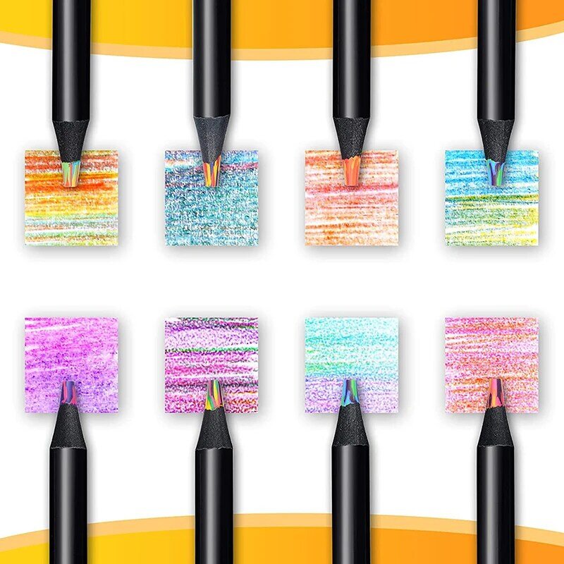Lápices de arcoíris con degradado de moda para adultos, lápices de dibujo artístico para colorear, bocetos, 12 colores, innovador y práctico