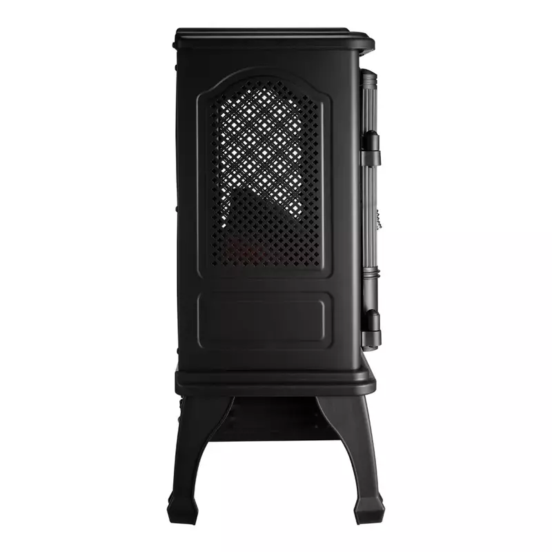 1500w 2-Setting 3D Electric Stove Heater with Life-like Flame, Black