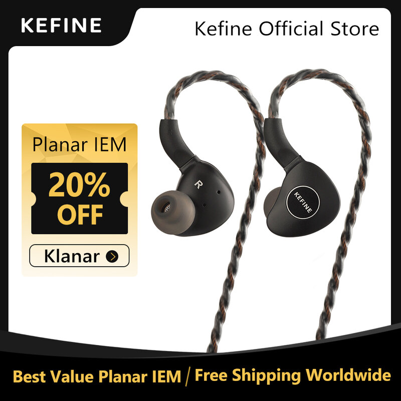 KEFINE Klanar-Planar Magnetic Earphones Driver, Hi-Fi Wired IEM, CNC Metal Habitação, destacável 0,78 2Pin 3,5 milímetros Cabo, 14,5 milímetros