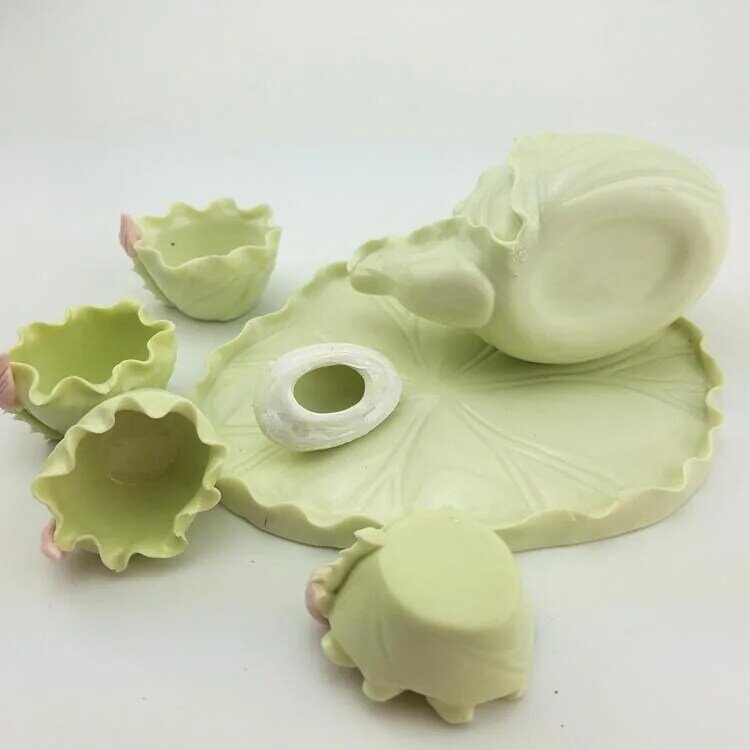 Kombinezon zestaw do parzenia herbaty filiżankowy Jingdezhen ceramiczny lotos ozdoba domu dekoracja z liści lotosu ozdoba Mini