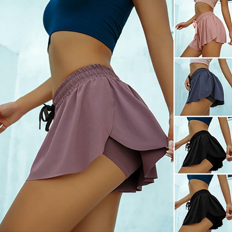 Falda corta falsa para mujer, pantalones cortos de Yoga de doble capa, Sexy, para correr y Fitness