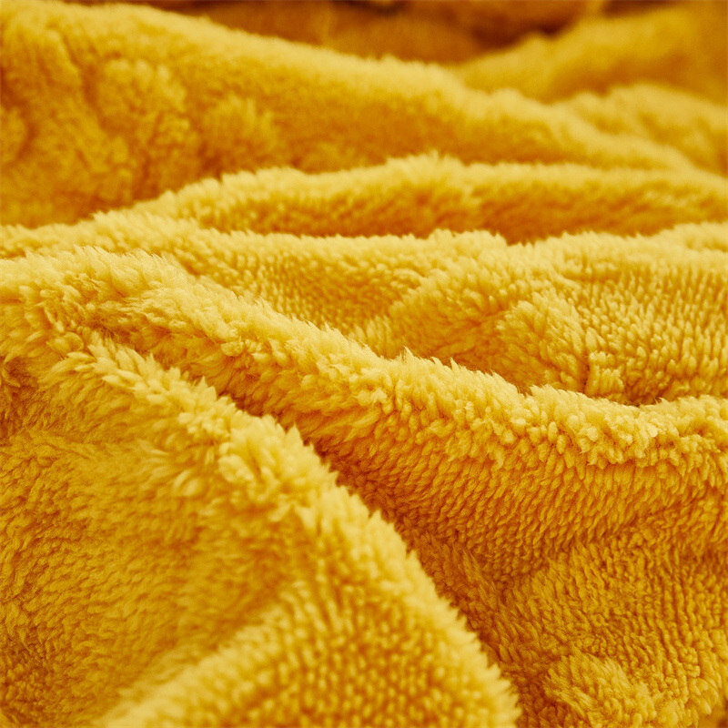 Bonenjoy Winter Warme Bett Blatt Gelb Farbe Taff Samt Fleece Bett Leinen Einzigen Plüsch drap de lit 2 personnes Dicke bett Abdeckung