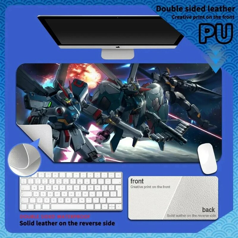 Anime G-Gundams Mousepad HD Printing Computer New Double Sided Leather Non-slip PU Mouse Pad XXL Waterproof Keyboard PC Desk Pad