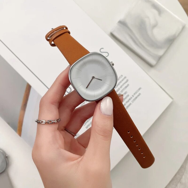 Модные минималистичные дизайнерские Элегантные часы женские повседневные кварцевые женские часы женские кожаные часы Relogio Feminino часы