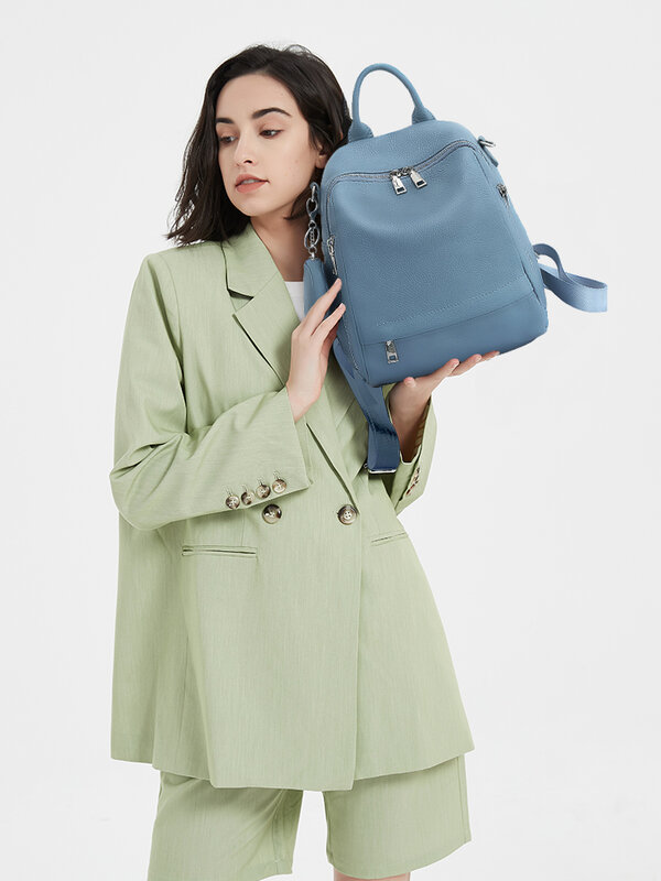 Zency prawdziwej skóry kobiet plecak wysokiej jakości plecak podróży kobiet Shopper torby na ramię tornister plecak podmiejskich