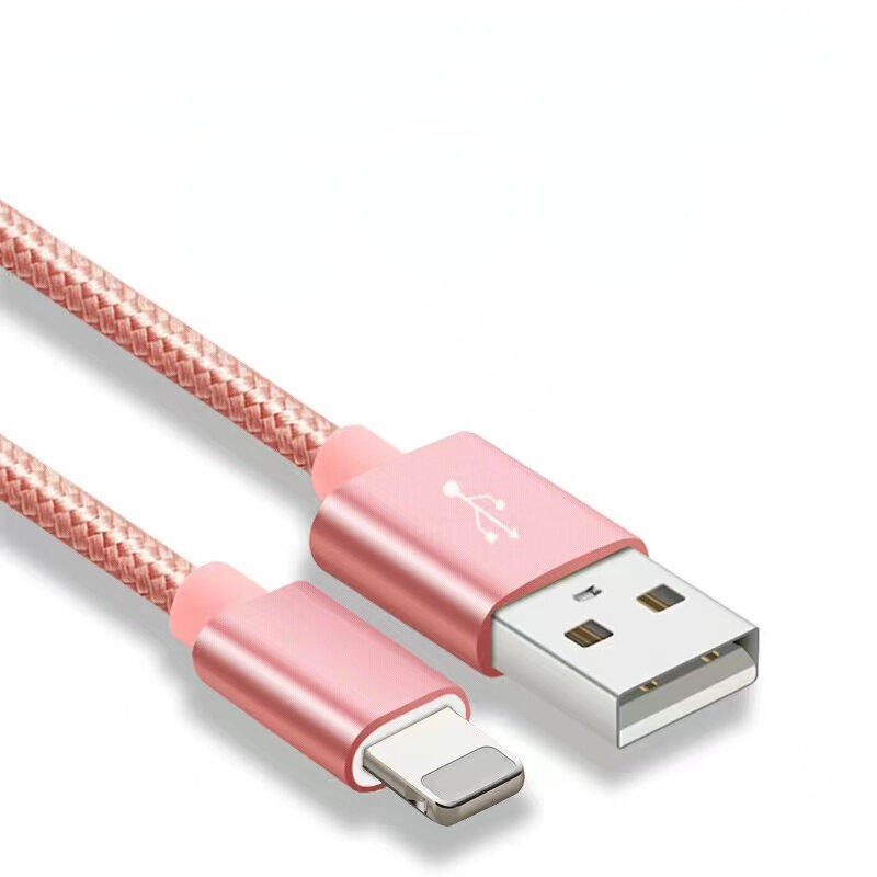Cable de carga de datos USB trenzado de nailon para iPhone 6 6S 7 8 Plus X XR XS 11 12 13 14 Pro Max 5S 5 SE iPad Air 2, Cable de carga rápida