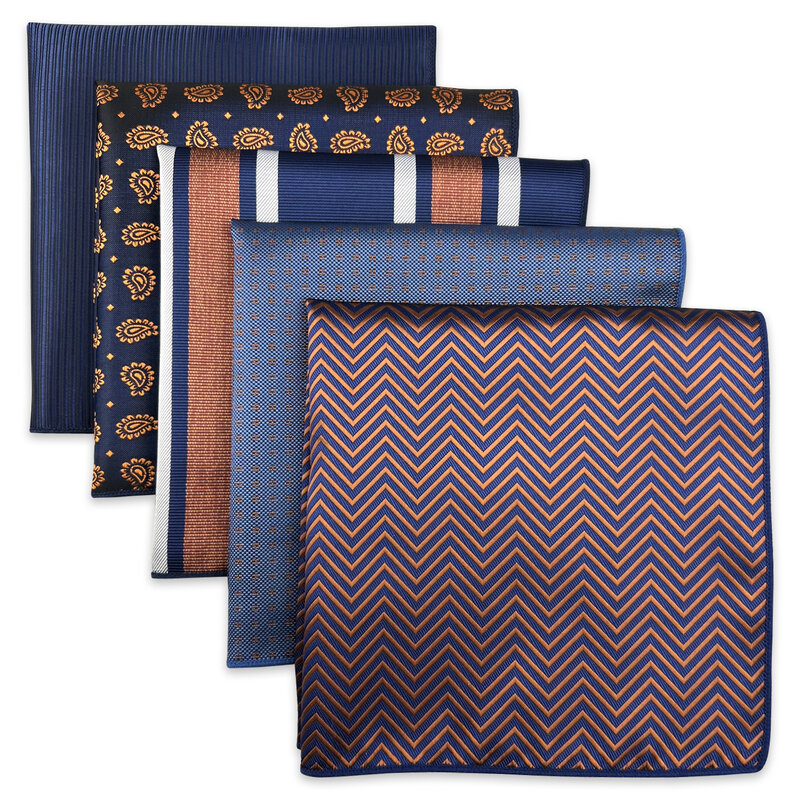 Pañuelo cuadrado de seda para hombre, conjunto de pañuelo clásico de bolsillo, surtido de colores, regalo, 5 piezas