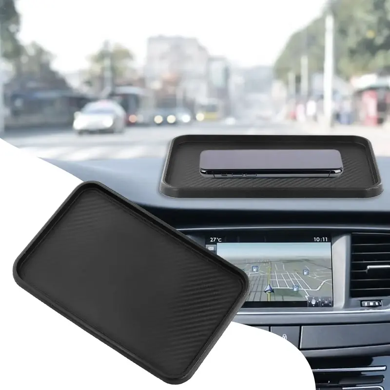 Black Car Front Dashboard Silicone Non-Slip Storage Mat 200x128mm Storage Catcher Mat Mat Accessories