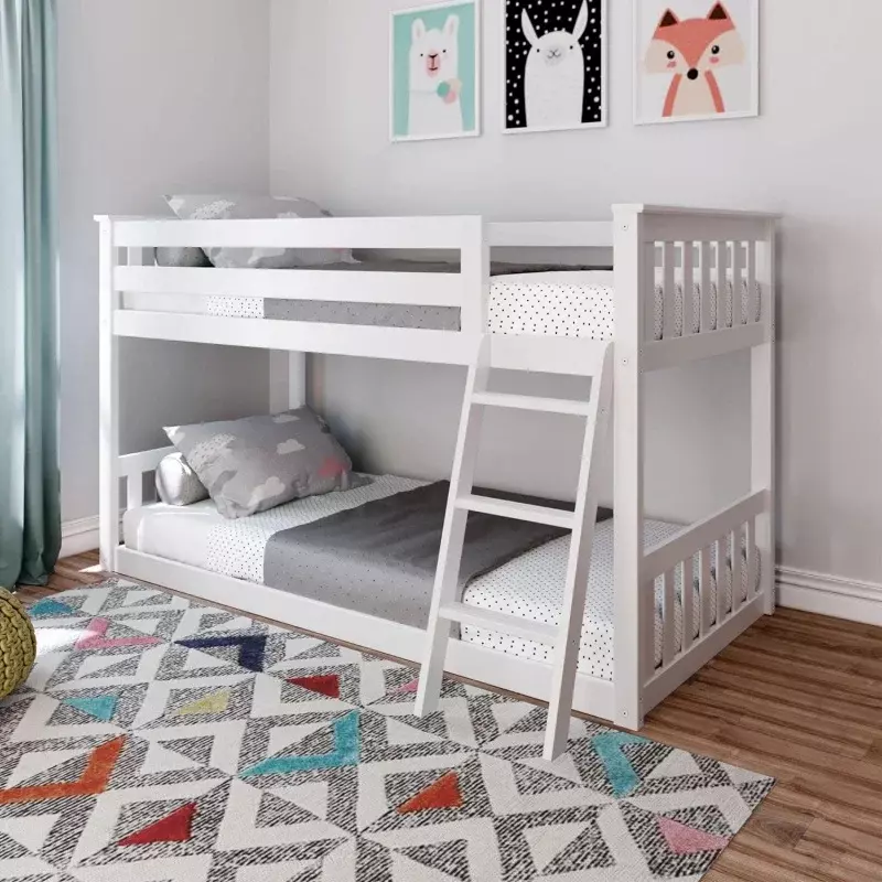 Max & Lily двухъярусная кровать с лестницей, деревянные кровати 14 дюймов, безопасное ограждение для детей, малышей, мальчиков и девочек