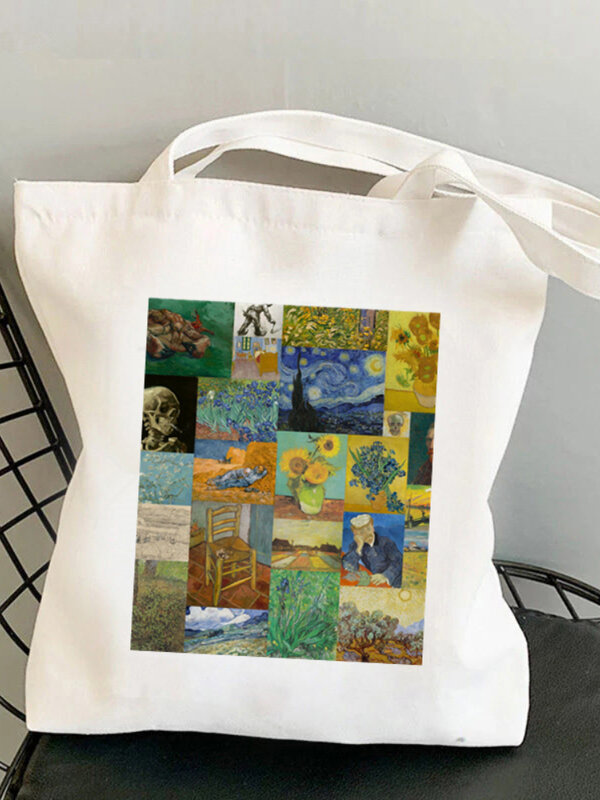 Shopper Van Gogh Img พิมพ์ Kawaii Harajuku ผู้หญิงผ้าใบถุงช้อปปิ้งกระเป๋านักช้อปกระเป๋าถือของเด็กผู้หญิง Tote กระเป๋าสะพายกระเป๋าของผู้หญิง