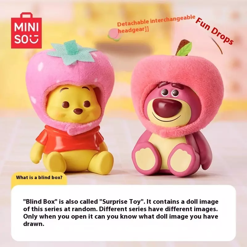 Miniso Fruit Series Stitch Strawberry Bear Winnie Cute Trendy Toy Random Blind Box Cute Girl Boy Birthday Gift Toys
