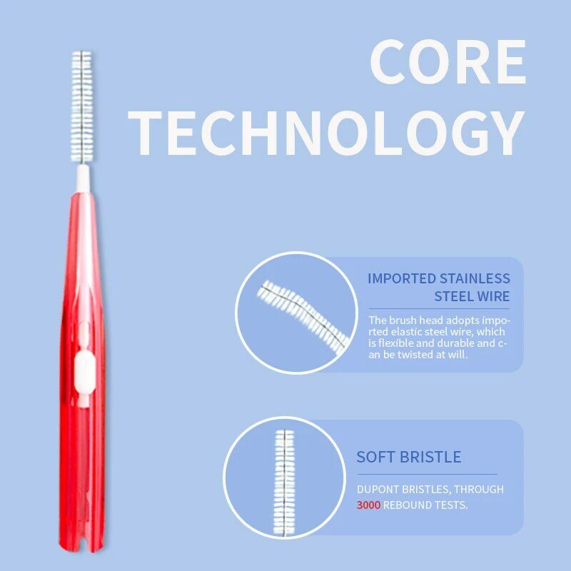 6Pcs Slidable Interdental Brush Orthodontic Toothpicks Clean Between Teeth Silicone Soft Brush Inter Dental Picks