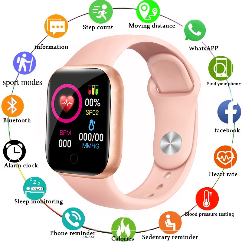 Moda Smart Watches uomo donna Smartwatch frequenza cardiaca Step Calorie Fitness Tracking braccialetto sportivo per Apple Android Clock