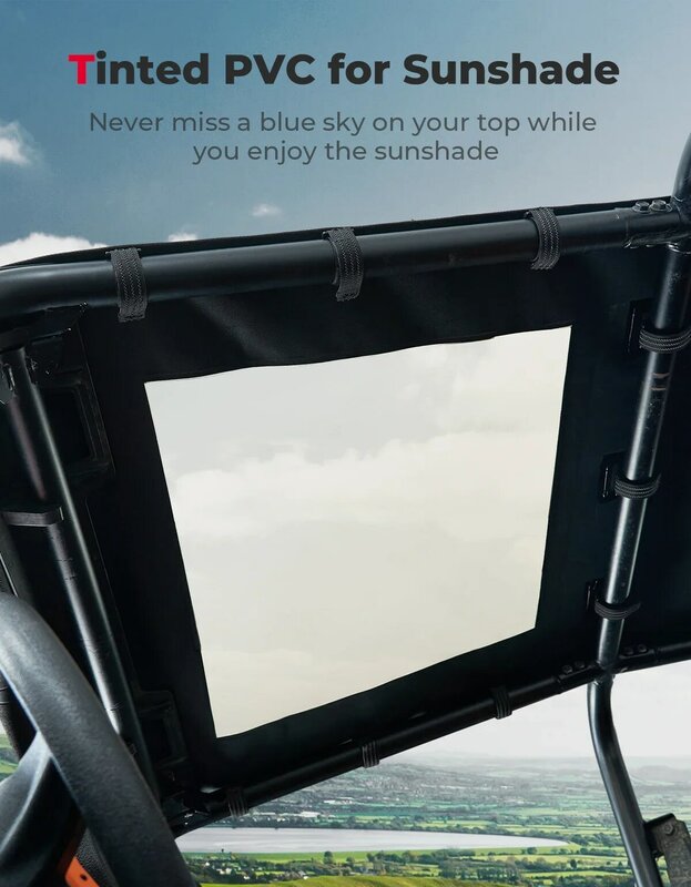 UTV 1680D kain Oxford atap atas hitam atap kompatibel dengan Polaris RZR XP 4 1000/ 4 Turbo / 4 900 tahan air kerai 2014-2023