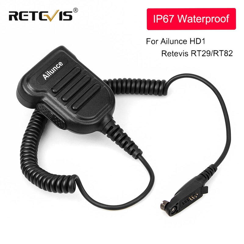 IP67ไมโครโฟนกันน้ำไมค์ลำโพง PTT สำหรับ ailunce HD1 retevis RT29/NR630/RT82/RT83/RT648 J9131G เครื่องส่งรับวิทยุหลายขา
