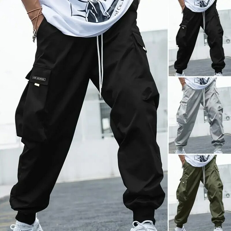 Брюки-карго мужские универсальные, брюки в стиле хип-хоп, с эластичным поясом, с несколькими карманами, уличная одежда