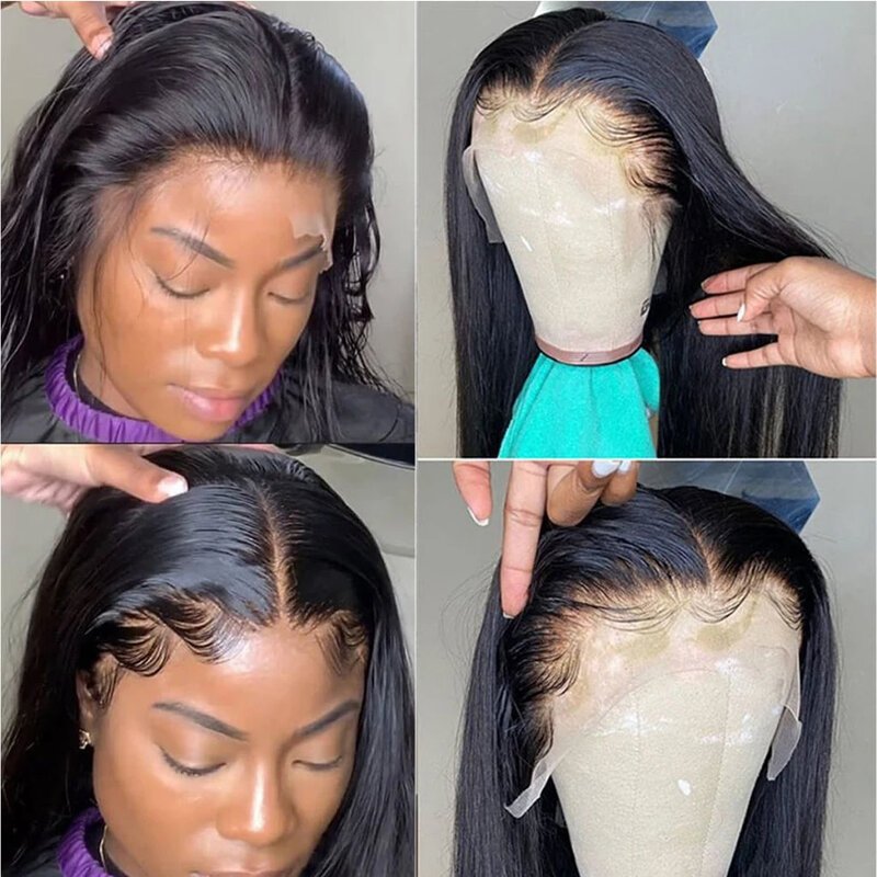 Proste peruki typu Lace Front ludzkie włosy wstępnie oskubane 360 HD peruki typu Lace z ludzkich włosów przezroczyste koronkowe peruki z przodu dla kobiet