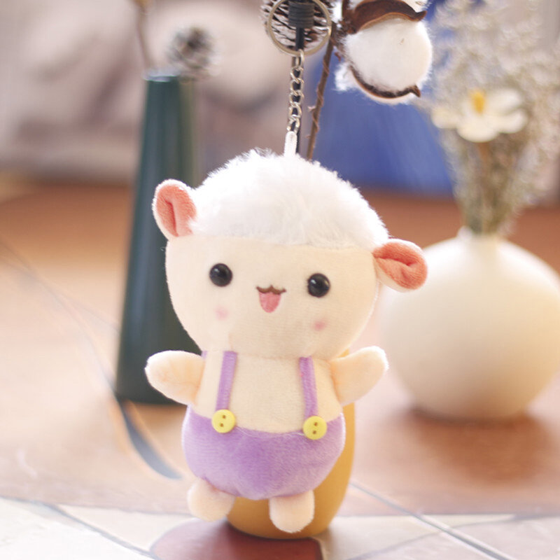 12cm Cute Mini Keychain Strap Small Sheep Pendant Lamb Plush Toy Lamb Bag Pendant Keychain Gift Female