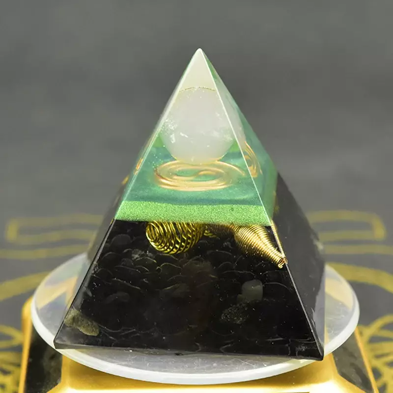 Aura Orgonit-Chakras de pirámide, piedra de cuarzo rosa, orgón de energía, cristales de orgonita, pirámide Original de resina, Reiki, decoración para el hogar y la Oficina