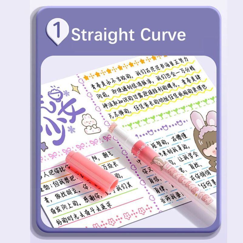 Funny Line Pattern Curve Pen Hand Account Decor Multiple Shapes Outline Marker Pen Double-Head Color Graffiti Highlighter
