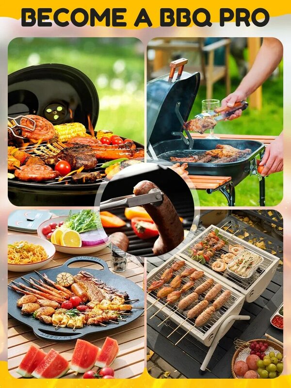 BBQ Sausage Turning Tongs High Temperature Resistance Metal BBQ Hot Dog Flipping Clip Outdoor Cooking Tongs Practial BBQ Tools