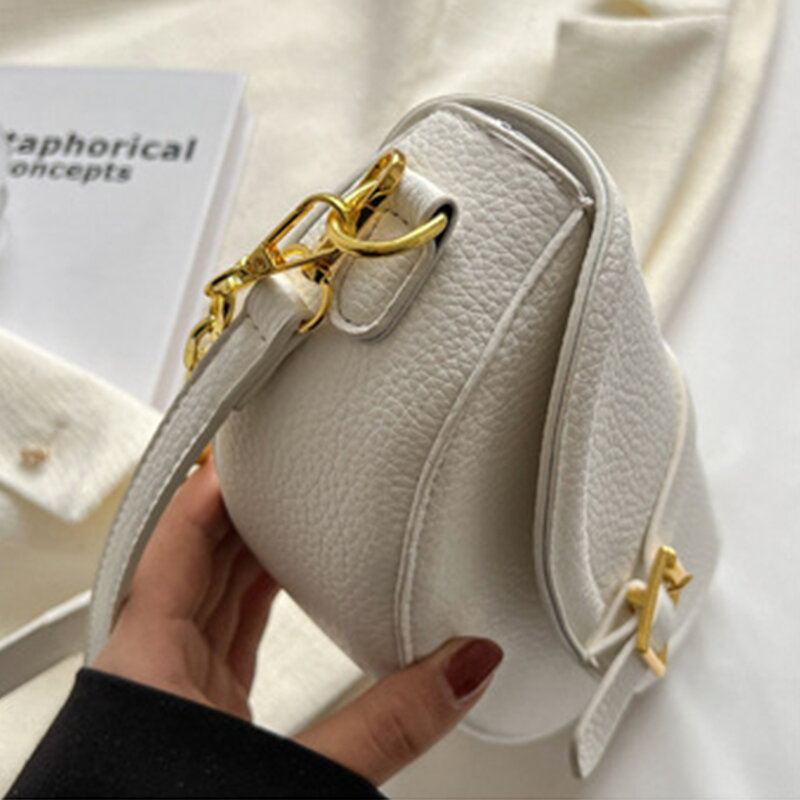 2023 Nieuwe Mode Zadeltas Schoudertassen Voor Vrouwen Trend Hoge Kwaliteit Massief Pu Lederen Crossbody Vrouwelijke Luxe Messenger Bags