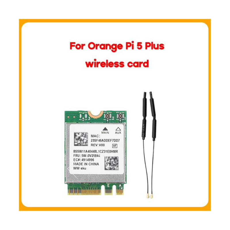 Kartu jaringan nirkabel untuk Orange Pi 5 Plus, kartu jaringan nirkabel untuk OPi5 Plus, papan pengembangan pengontrol, DualBand, Wifi, BT5.2