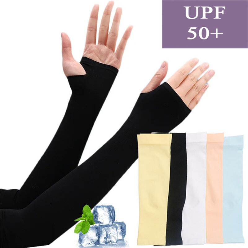Kids Summer Sunscreen Arm Sleeves Sports Cooling Arm Sleeves 4-12 Years Long Arm Cover Sun UV Protection Ice Cycling Sleeve