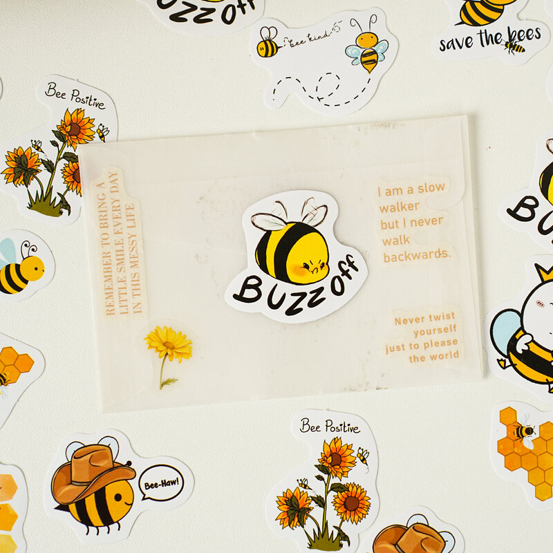 46 sztuk mała pszczoła zestaw naklejek śliczne kreskówki pszczoła miodna samoprzylepna dekoracja na album pamiętnik pieczęć prezentowa A7624