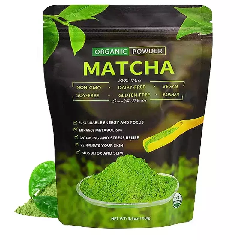 Polvo de Matcha 100% Natural, 100g por bolsa, bebida de leche, té verde, postre, pastel, ingredientes comestibles para hornear, herramientas de helado