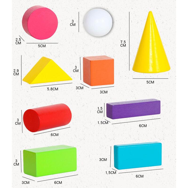 16 Stks/set 3d Vormen Geometrische Solids Houten Kinderen Educatief Speelgoed