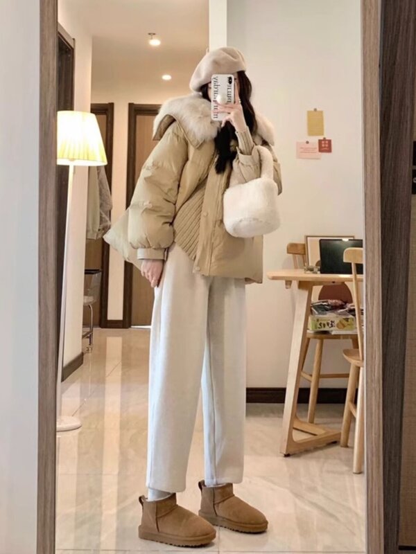 여성 브레드 코트, 숏 다운 재킷, 겨울 패션 디자인