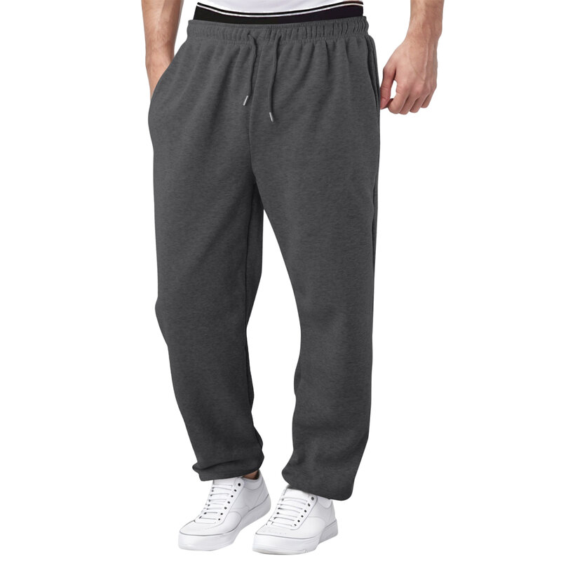 Mens Fleece Lined Sweatpants Wide Straight Leg Pants Bottom Sweatpants Joggers Pants Workout High Waisted Yoga Pants With