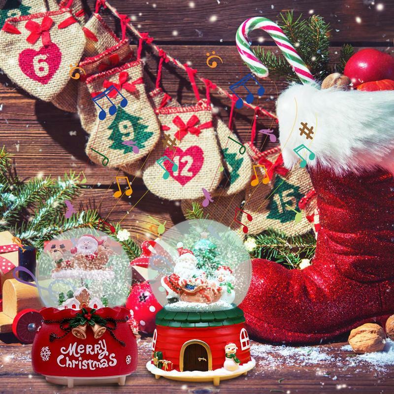 Boîte à musique de boule de cristal de Noël pour enfants et adultes, père Noël Shoous chevauchant un wapiti, jouet musical de boule de neige, décoration de la maison et de la chambre, cadeau