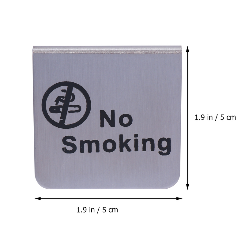Stainless Steel Desktop No Smoking Sign Double Side Free Standing No Smoking Sign for Office Hotel (English/Black Circle)