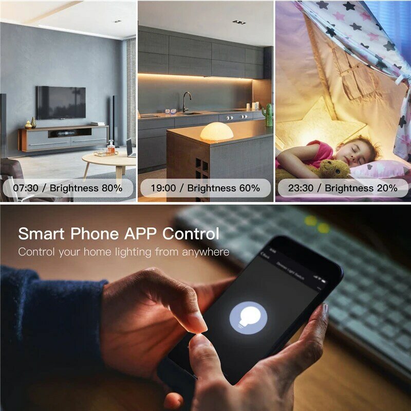 Interrupteur variateur de lumière LED WiFi intelligent, bricolage, application Smart Life/Tuya, télécommande 1/2 voies, fonctionne avec Alexa Echo Google Home