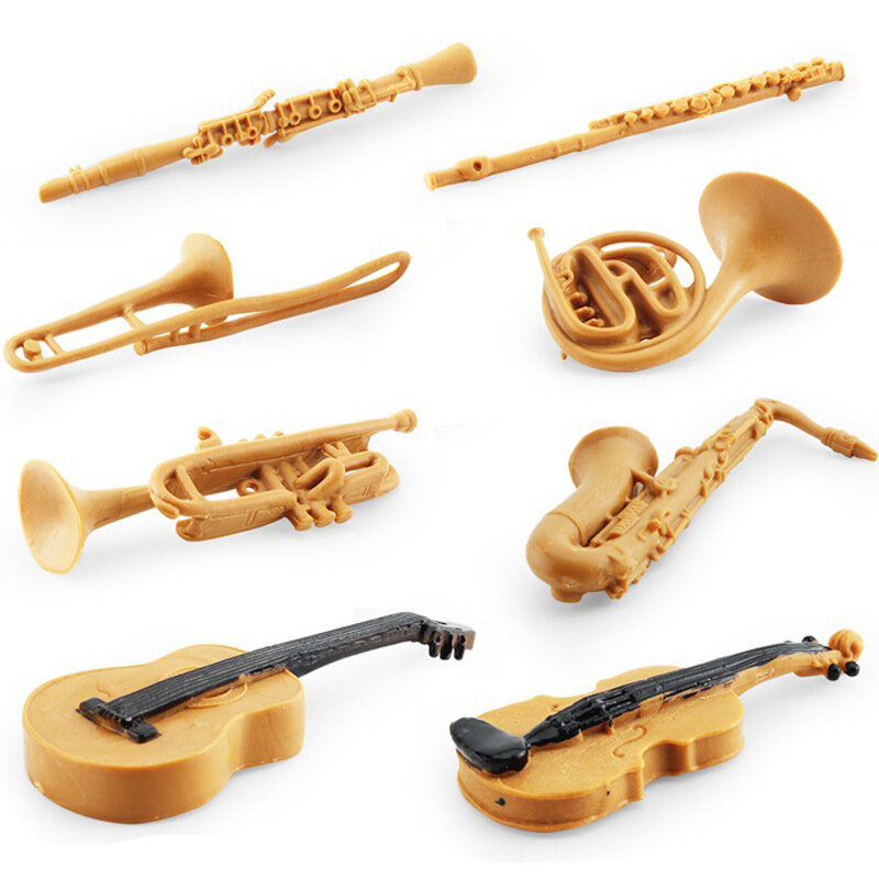 Set di strumenti di simulazione corno francese trombone flauto clarinetto sassofono violino chitarra modello ornamenti da tavolo statici